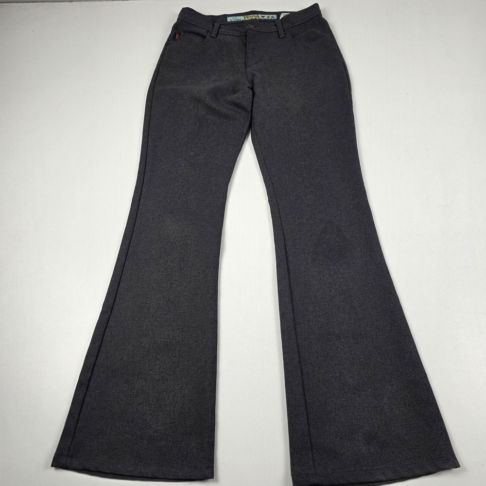 VTG Y2K Mudd Pants Juniors 7 Gray Flare Trouser Twill Dress Casual Pockets